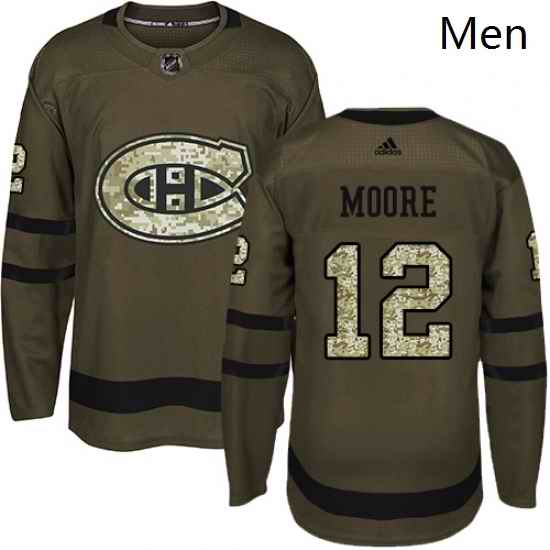 Mens Adidas Montreal Canadiens 12 Dickie Moore Authentic Green Salute to Service NHL Jersey